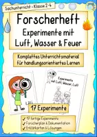 Vorschau - Arbeitsblätter - Sachunterricht Experimente Grundschule – Luft Wasser Feuer – 17 Experimente Forscherheft Klasse 2–4 - Deckblatt