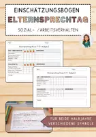 Vorschau - Anderer Materialtyp - Beobachtungsbögen - Elternsprechtag (Klasse 1-6) - editierbar - Deckblatt