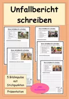 Vorschau - Stundenentwürfe - Unfallbericht schreiben - Übung - Berichte zu Bildern und Stichpunkten verfassen - Deckblatt