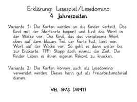 Vorschau - Spiele - Lesespiel/Lesedomino "4 Jahreszeiten" (Silbenschrift) - Seite 1