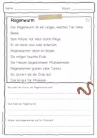 Vorschau - Arbeitsblätter - Sachtext Regenwurm - Seite 1