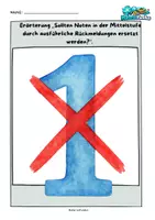 Vorschau - Arbeitsblätter - Erörterung „Sollten Noten in der Mittelstufe durch ausführliche Rückmeldungen ersetzt werden“ - Deckblatt