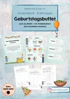Vorschau - Arbeitsblätter - Klettmappe Kombinatorik (Geburtstagsbuffet) #edukilights22 - Deckblatt