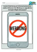 Vorschau - Arbeitsblätter - Lineare Erörterung ,,Sollen Influencer für Werbung an Jugendlichen strengere Regeln bekommen - Deckblatt