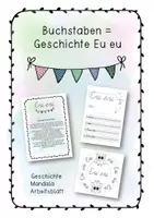 Vorschau - Mal- und Bastelvorlagen - Buchstabengeschichte Eu eu Schreibschrift - Deckblatt
