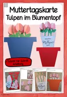 Vorschau - Mal- und Bastelvorlagen - Muttertagskarte - Tulpen im Blumentopf I Basteln Muttertag I Glückwunschkarte I Geburtstag - Deckblatt