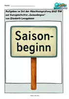 Vorschau - Arbeitsblätter - Aufgaben im Stil der Abschlussprüfung 2027 BW zur Kurzgeschichte ,,Saisonbeginn” von Elisabeth Langgässer - Deckblatt