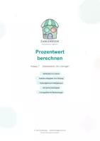 Vorschau - Arbeitsblätter - Klasse 7 Prozentwert berechnen (Prozentrechnung) - Deckblatt