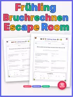 Vorschau - Spiele - Bruchrechnen Escape Room Klasse 6-7 | Frühling Spring - Deckblatt
