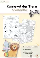 Vorschau - Arbeitsblätter - AB - Karneval der Tiere (Tiere nummerieren) - Deckblatt