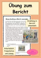 Vorschau - Stundenentwürfe - Übung zum Bericht - Erzählung umwandeln - Deckblatt