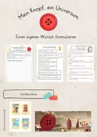 Vorschau - Arbeitsblätter - Kreatives Schreiben zum Bilderbuch "Mein Knopf, ein Universum": einen eigenen Wunsch formulieren - Deckblatt