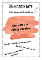 Vorschau - Arbeitsblätter - Übungsdiktate dass und das - Deckblatt