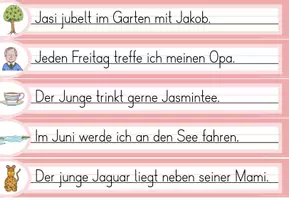 Vorschau - Arbeitsblätter - Laufdiktat Buchstabe Jj für die 1. Klasse - Seite 1