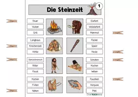 Vorschau - Stationenlernen - Die Steinzeit - Klammerkarten - Lernspiel - Seite 1