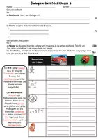 Vorschau - Arbeitsblätter - Klassenarbeit "Kennzeichen des Lebendigen" - Deckblatt