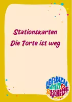 Vorschau - Stationenlernen - Stationskarten "Die Torte ist weg" - Deckblatt