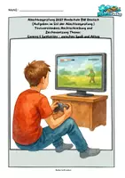 Vorschau - Arbeitsblätter - Abschlussprüfung 2027 Realschule BW Deutsch (Aufgaben im Stil der Abschlussprüfung ) Textverständnis; Rechtschreibung und Zeichensetzung Thema Gaming & Spielzeiten – zwischen Spaß und Alltag - Deckblatt