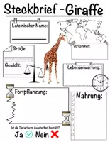 Vorschau - Arbeitsblätter - Steckbrief - Giraffe - Deckblatt