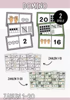Vorschau - Spiele - Domino Zahlen 1-20 - Mengen zuordnen (2 Spiele) - Deckblatt