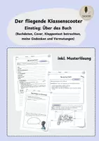 Vorschau - Arbeitsblätter - Der fliegende Klassenscooter (Einstieg: Über das Buch) inkl. Musterlösung - Deckblatt