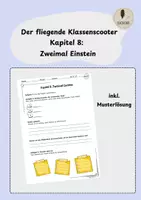 Vorschau - Arbeitsblätter - Der fliegende Klassenscooter Kapitel 8: Zweimal Einstein (inkl. Musterlösung) - Deckblatt