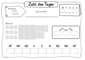 Vorschau - Arbeitsblätter - Zahl des Tages - Zahlenraum 10000 - Seite 1