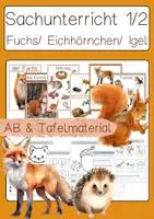 Vorschau - Arbeitsblätter - Fuchs, Eichhörnchen, Igel Herbst Sachunterricht 1 & 2 - Deckblatt