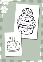 Voorbeeld - Kawaii cupcake kleurboek kleurplaten - Pagina 2