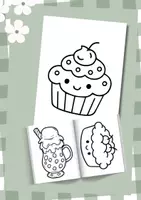 Voorbeeld - Kawaii cupcake kleurboek kleurplaten - Pagina 1