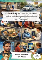 Vorschau - Arbeitsblätter - Künstliche Intelligenz (KI) im Alltag – Chancen und Risiken verstehen (Sachtext & Arbeitsblatt mit Lösungen) | Politik / GL Klasse 7/8 - Deckblatt