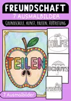 Vorschau - Mal- und Bastelvorlagen - Freundschaft Malvorlagen Ausmalbilder Poster kreative Freundschaft Grundschule - Deckblatt