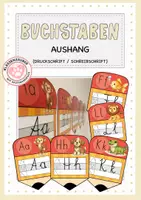 Vorschau - Poster - Buchstaben Aushang: Schreibschrift / Druckschrift mit Buchstabenhäusschen - Deckblatt