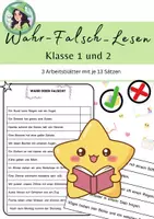 Vorschau - Arbeitsblätter - Wahr-Falsch-Lesen - Lese üben / Klasse 1 und 2 - Deckblatt