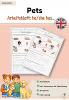 Vorschau - Arbeitsblätter - Arbeitsblatt - pets: she or he has.. - Deckblatt