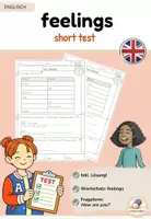 Vorschau - Test - English short test - feelings/ emotions - Deckblatt