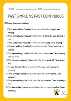 Vorschau - Arbeitsblätter - Past Simple and Past Continuous Grammar Worksheet - Deckblatt