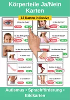 Vorschau - Arbeitsblätter - Körperteile Ja/Nein Karten kostenlos Autismus Bildkarten - Deckblatt