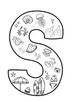 Vorschau - Arbeitsblätter - Sommer Ausmalbild Buchstaben – SOMMER - Seite 1