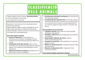 Vista previa - Hojas de trabajo - CLASSIFICACIÓ DELS ANIMALS vertebrats i invertebrats - página 1