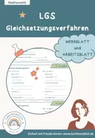Vorschau - Arbeitsblätter - Merkblatt + Arbeitsblatt – LGS Gleichsetzungsverfahren - Deckblatt