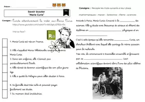 Aperçu - Feuilles d'exercices - savoir-ecouter-marie-curie - Page de couverture