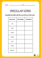 Vorschau - Arbeitsblätter - Irregular Verbs Worksheet- Grammar Practice - Deckblatt