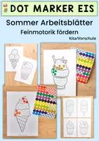 Vorschau - Arbeitsblätter - Dot Marker Eis, Sommer Arbeitsblätter, Feinmotorik fördern, Kita & Vorschule - Deckblatt