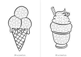 Vorschau - Arbeitsblätter - Dot Marker Eis, Sommer Arbeitsblätter, Feinmotorik fördern, Kita & Vorschule - Seite 1
