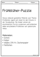 Vorschau - Spiele - Frühblüher im Frühling - Puzzle zum Ausmalen (Tulpe, Hyazinthe, Schneeglöckchen, Krokus, Leberblümchen, Veilchen, Löwenzahn, Windröschen) - Seite 2
