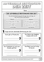 Vorschau - Arbeitsblätter - SATZGLIEDER Adverbiale Bestimmungen, Arbeitsblätter - Seite 1