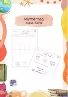 Vorschau - Mal- und Bastelvorlagen - Zum Muttertag - Popup-Karte zum Basteln - Deckblatt