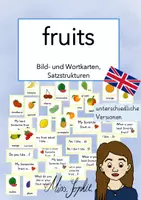 Vorschau - Bildkarten - fruits_Bild- und Wortkarten, Satzstrukturen - Deckblatt