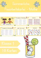Vorschau - Fördermaterial/Inklusion - Sommerliche Freiarbeitskartei Mathe Klasse 1 - Wiederholung - Deckblatt